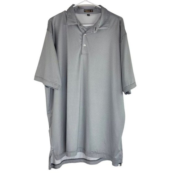 Peter Millar Summer Comfort Short Sleeve Polo in Grey Micro Houndstooth